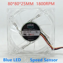 Original Cooler Master A8025-18CB-5BN-L1 8025 80MM 8cm Computer case CPU LED Cooling fan 12V 0.21A fan with 3pin