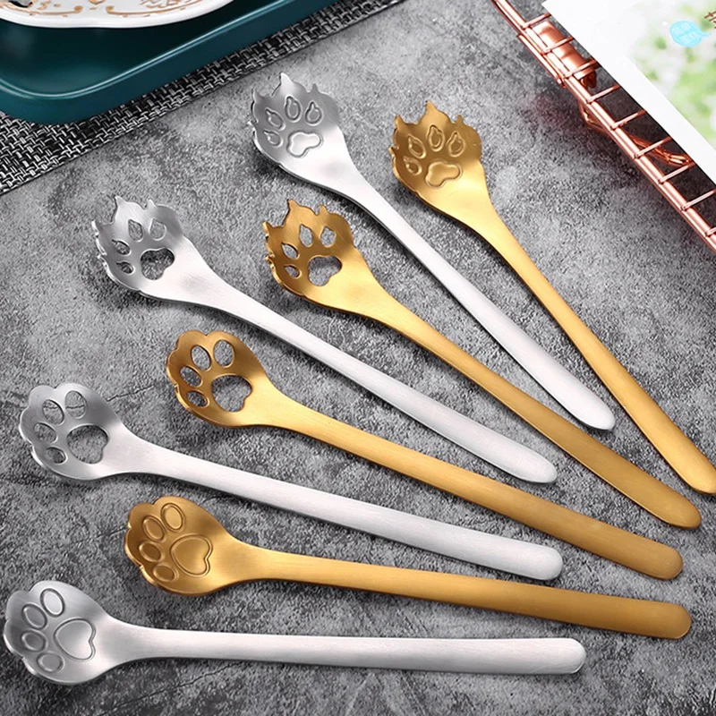 Cartoon Stainless Steel Spoon Long Handle Dessert Vintage Teaspoons Creative Ice Cream Coffee Stirring Spoon Kitchen Tableware