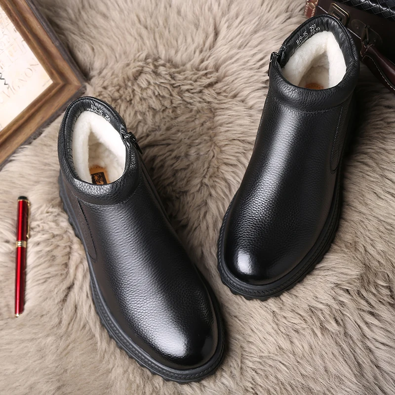 New Winter Boots Men Warmest Cow Leather Winter Shoes Men Fashion Thick Soled Male Boots Men warm Basic boots Snow Boots Man