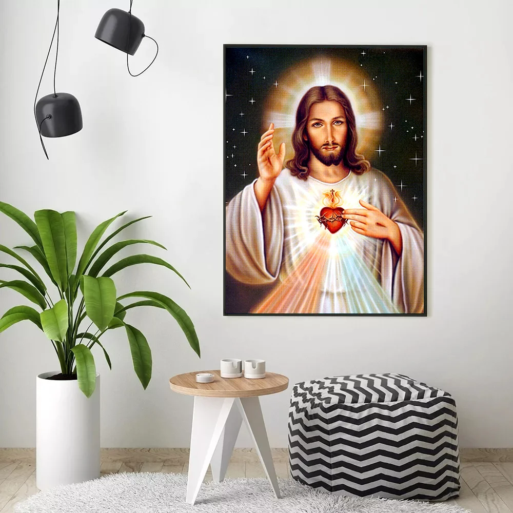 HUACAN Kolorowanie według numerów Religia Dekoracja domu Obraz według numerów Jezus Rysunek akrylowy na płótnie Unikalny prezent
