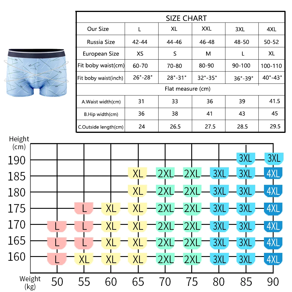 4pcs/lot Male Panties Soft Men\'s Panties Men Boxer Underwear Cotton Solid Underpants Milk Silk for Male Couple Sexy Set Calecon