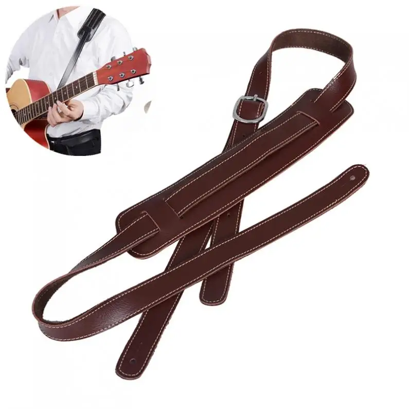 3 Colors Adjustable Genuine Leather Cowhide Guitar Strap for Acoustic Electric Guitar Bass