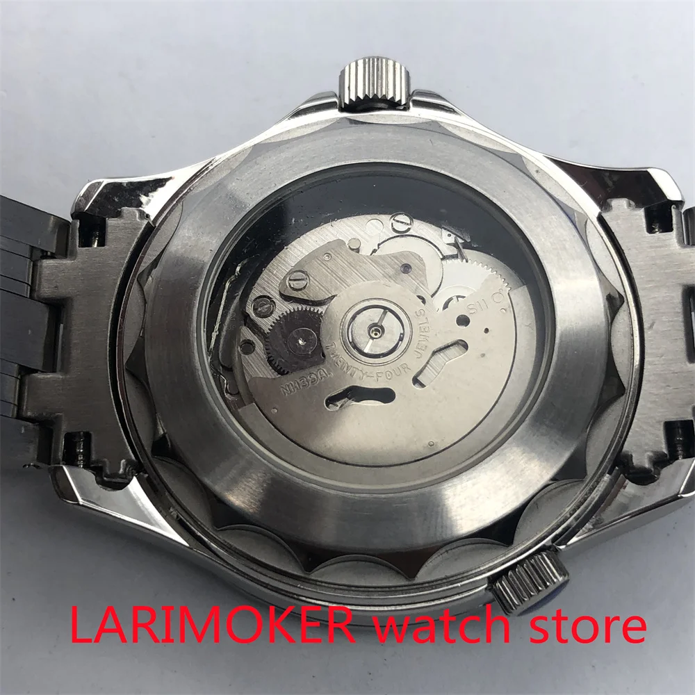 Pulsera de goma de 41mm NH39, cristal de zafiro estéril, esfera azul claro/negra, movimiento automático mecánico