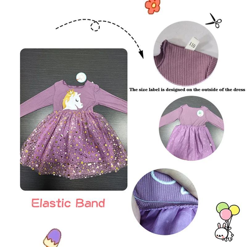 Unicorn Princess Dress 2022 Autumn Toddler Kids Dresses For Girls Children Birthday Party Halloween