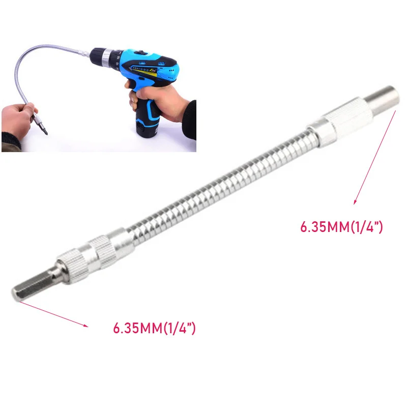 150mm/200mm/300mm Metal Flexible Shaft Power Tool Accessories Extention Screwdriver Bits Holder Drill Connect Link