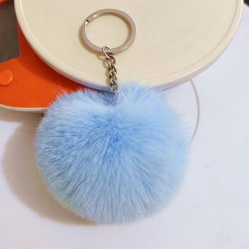 31 Colors Pompon Keychain 6 8 10 cm Faux Beaver Fur Ball Key Chain Fluffy Bunny Pom Keyring Pompon Bag Charms Car Tassel Pendant