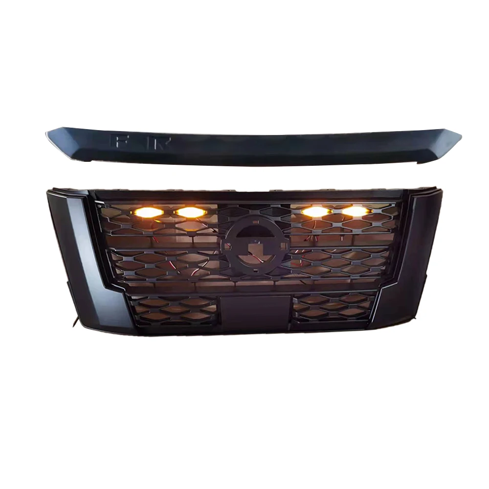 For NP300 Front Grill For Navara NP300 Pro-4X 2021 2022 Racing Grills Front Bumper Grille Grilles Cover Grill Mesh With Lights