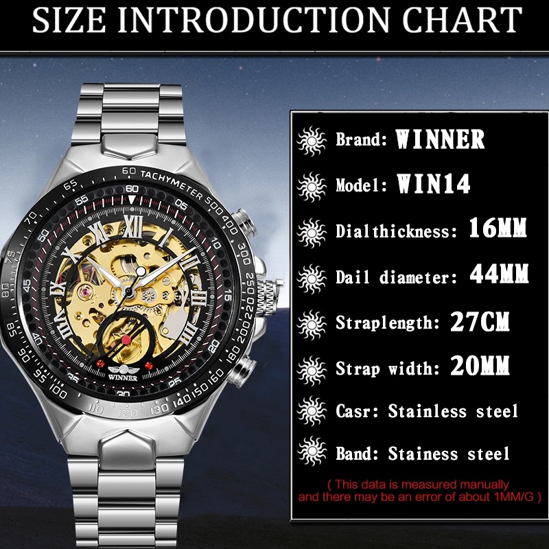 2024 Winner Male Fashion Big Dial Luminous Gear Movement Royal Design Men Top Brand Luxury Male Mechanical Skeleton Wrist Watch