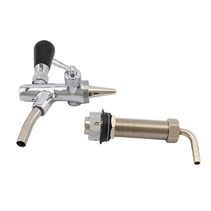 Adjustable Beer Tap with 4inch Shank Chrome Plating Flow Control Beer Faucet Homebrew Kegerator Draft Beer Tap