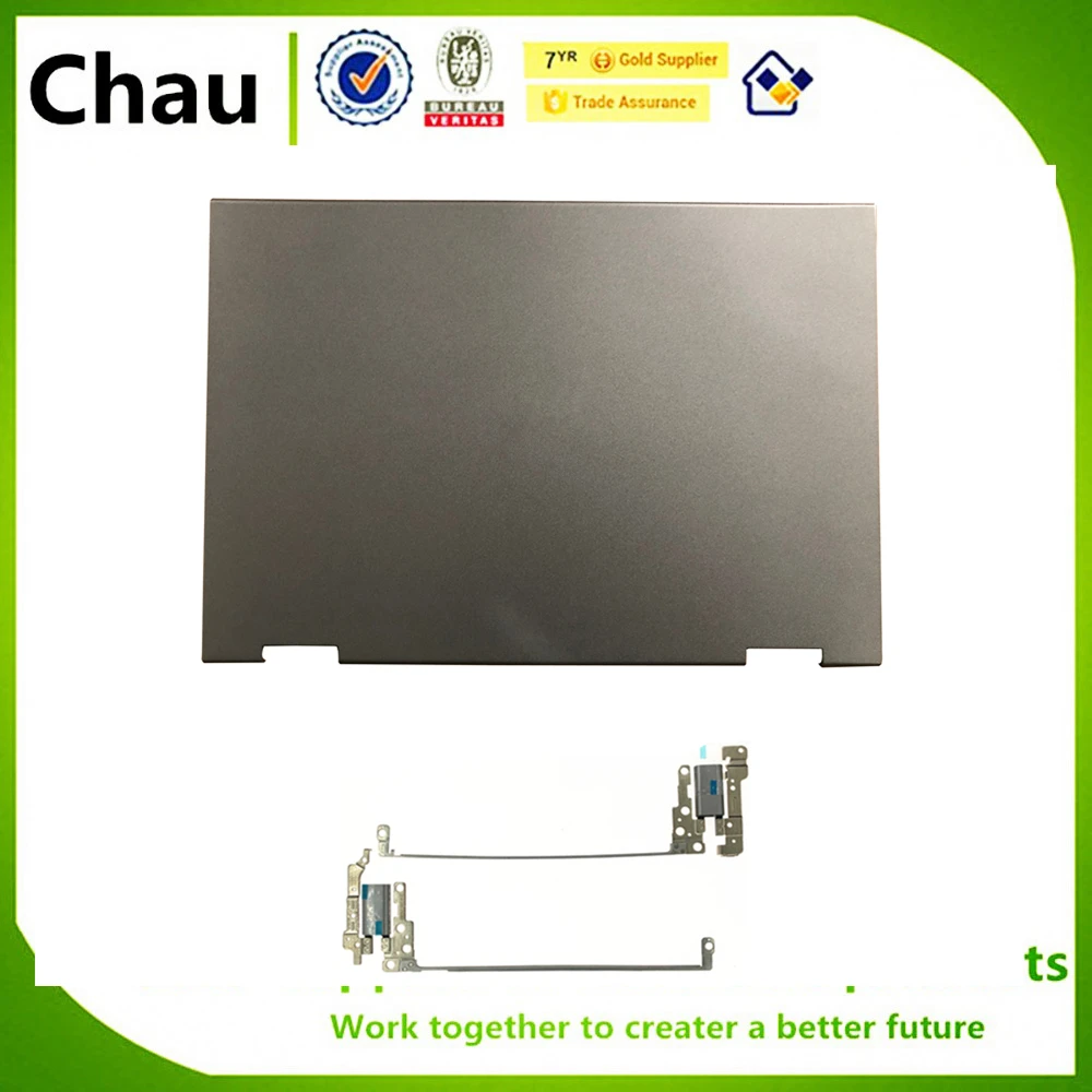 Chau New For Dell Inspiron 13MF 5000 5368 5378 LCD Rear Lid Back Cover & LCD Hinges 0HH2FY HH2FY 460.07R03.0024