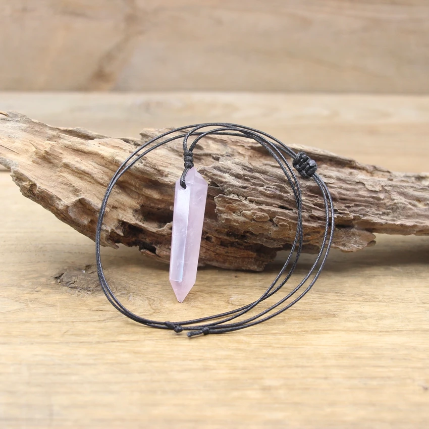 ريكي شقرا كريستال مزدوج نقطة المعلقات إخفاء حبل القلائد ، شفاء الكوارتز الجمشت حجر السج رصاصة البندول مجوهرات ، QC3064