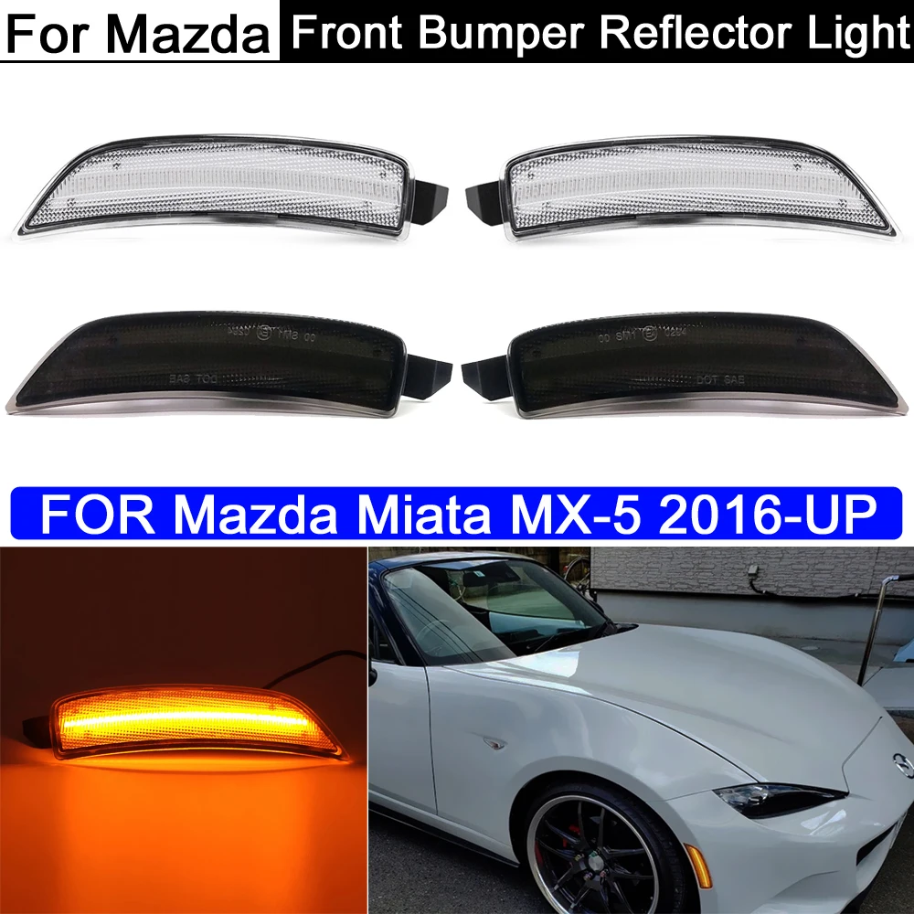 2Pcs Error Free Front LED Side Fender Reflector Lamp Amber LED Side Marker Lights For Mazda Miata MX-5 2016-UP