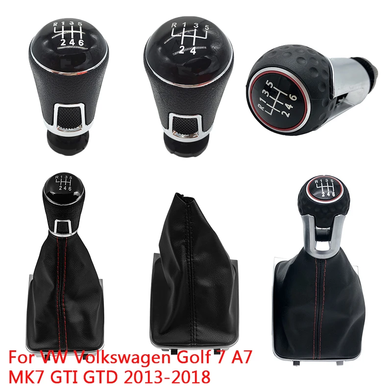 For VW Volkswagen Golf 7 A7 MK7 GTI GTD 2013 2014 2015 2016 2017 2018 Car Gear Stick Level Shift Knob With Leather Boot Case