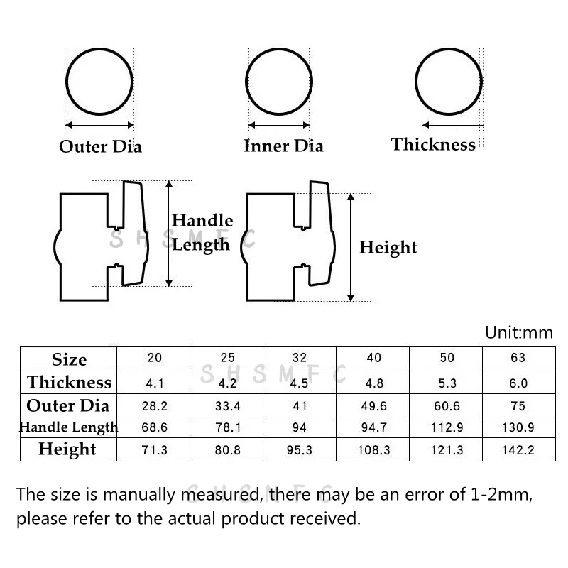 I.D 20/25/32/40/50/63mm PVC Pipe Ball Valves Water Irrigation System Drainage Tube Quick Valve Water Pipe Connector Fittings