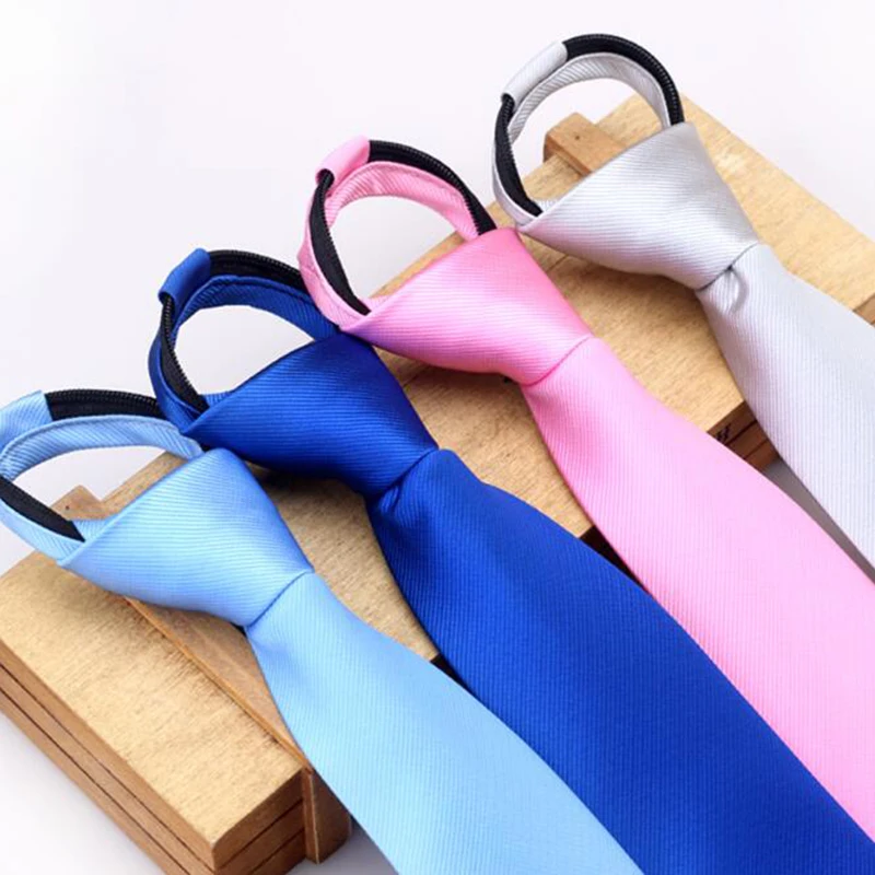 

GUSLESON New Fashion 6cm Lazy Zipper Tie Blue Red Neck Tie for Gentleman Wedding Party Cravats Accessories Elastic Tie