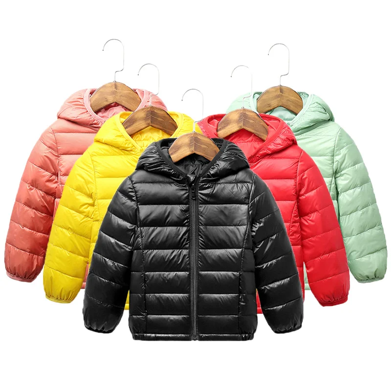 Autumn Winter Hooded Children Down Jackets For Girls Candy Color Warm Kids Down Coats For Boys 2-9 Years Outerwear Clothes