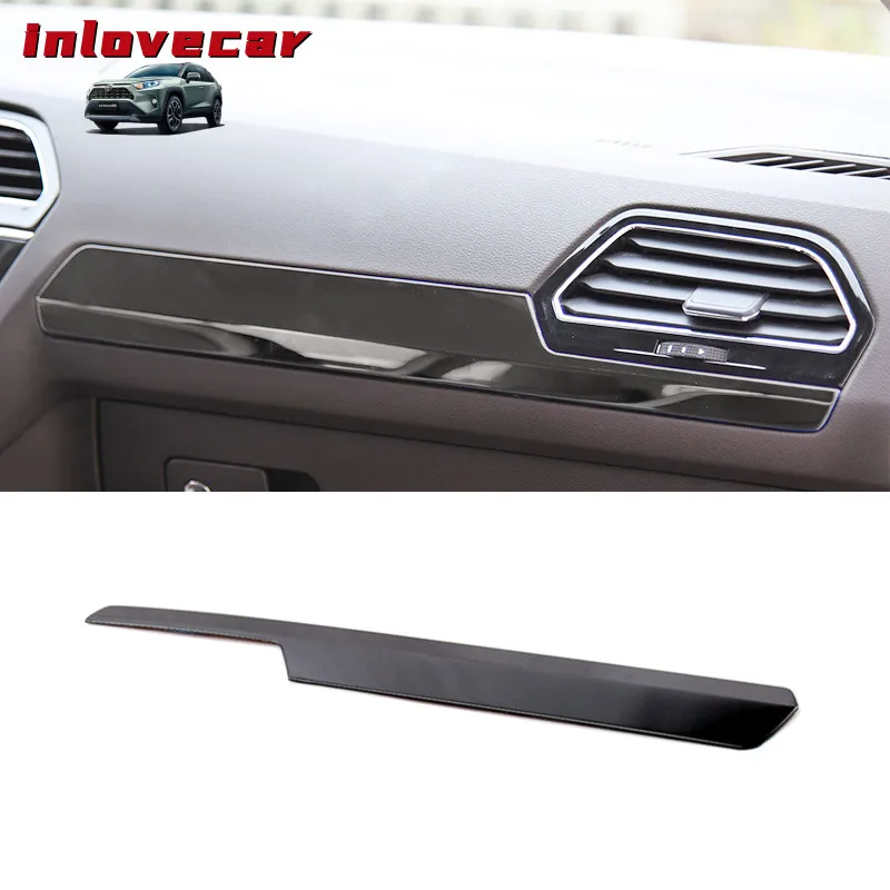 Tira decorativa para consola central Interior de VW Tiguan MK2 2020, cubierta de Panel embellecedora de guantera de acero inoxidable, 1 unidad