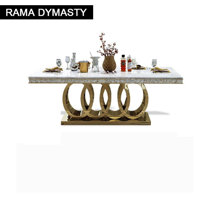 

Rama Dymasty stainless steel Dining Room Set Home Furniture modern marble dining table ,rectangle table