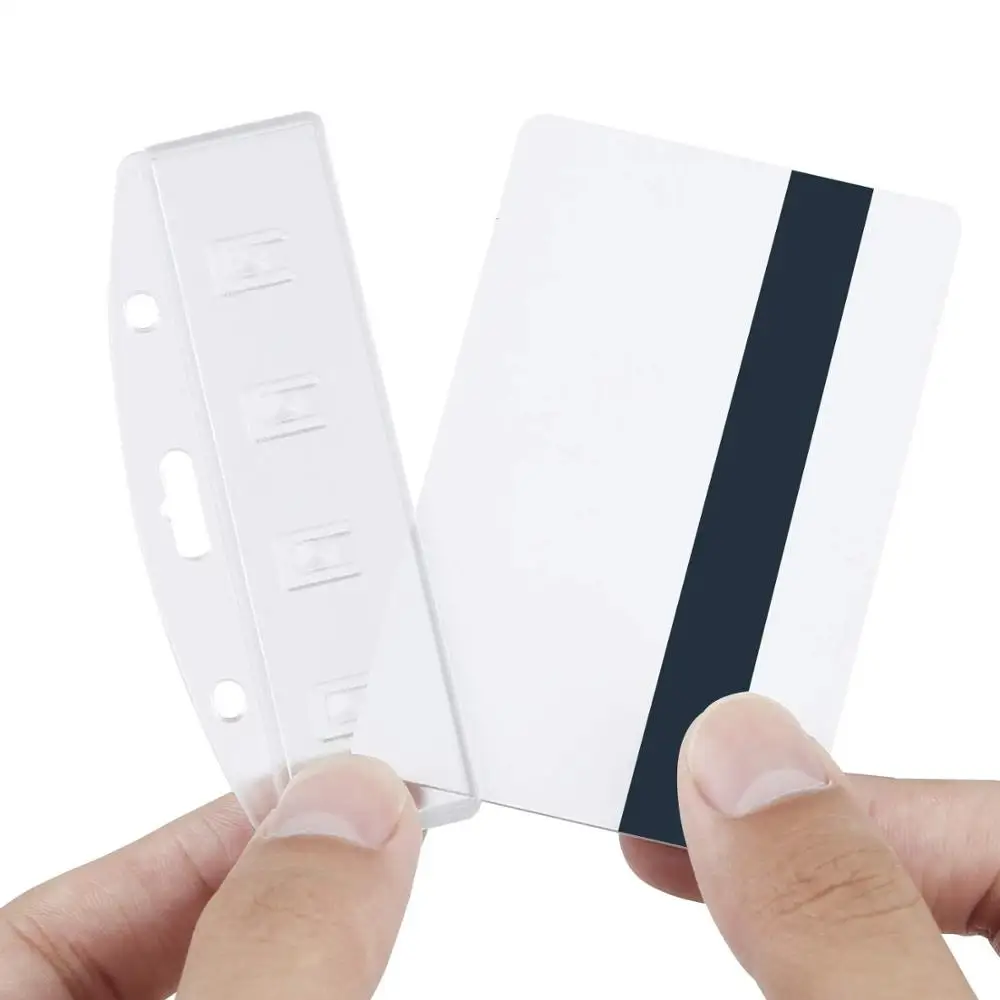 XRHYY-Paquete de 5 tarjetas horizontales de media tarjeta, soporte para tarjetas de identificación, plástico de policarbonato rígido esmerilado,
