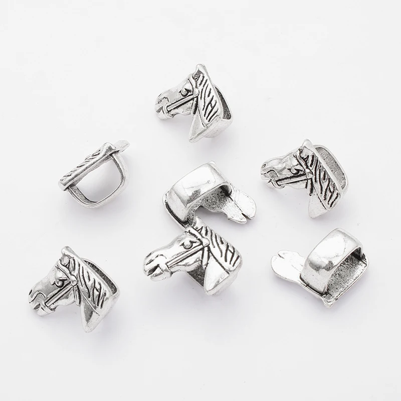 10pcs/lot Alloy Horse Head Slider Spacer Beads For Licorice Leather Cord Bracelet Jewelry Making DIY Animal Beads