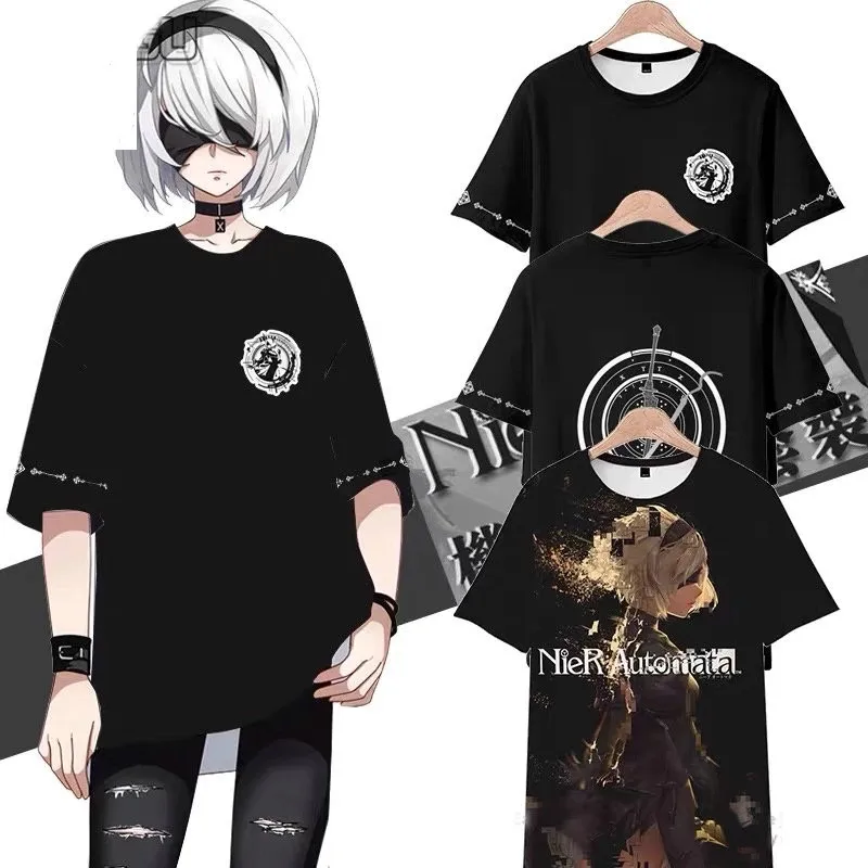 Game NieR:Automata 3D Printing Men Women T-shirt Fashion Harajuku T Shirt Boys Harajuku Streetwear T Shirts Tees Cosplay Costume