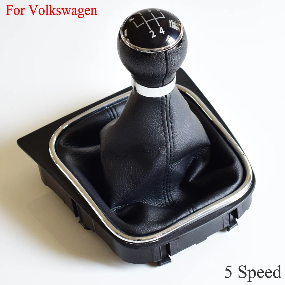

5/6 Speed Stick Gear Shift Knob With Leather Boot Collar Case For Volkswagen VW Golf 5 V MK5 MK6 Jetta 2005-2014 Car Stying