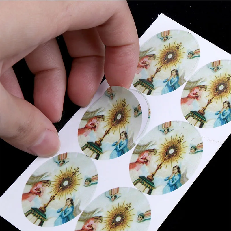 50pcs Oval Religious Catholic Saint Mary Sticker Accessories
