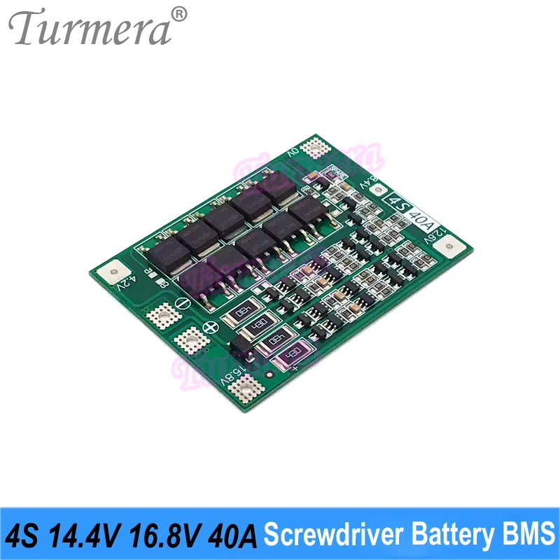 Turmera 4S 14.4V 16.8V 40A 30A BMS Lithium Battery Protection Board Balance DC Plug for Electric Drill Screwdriver Batteries Use