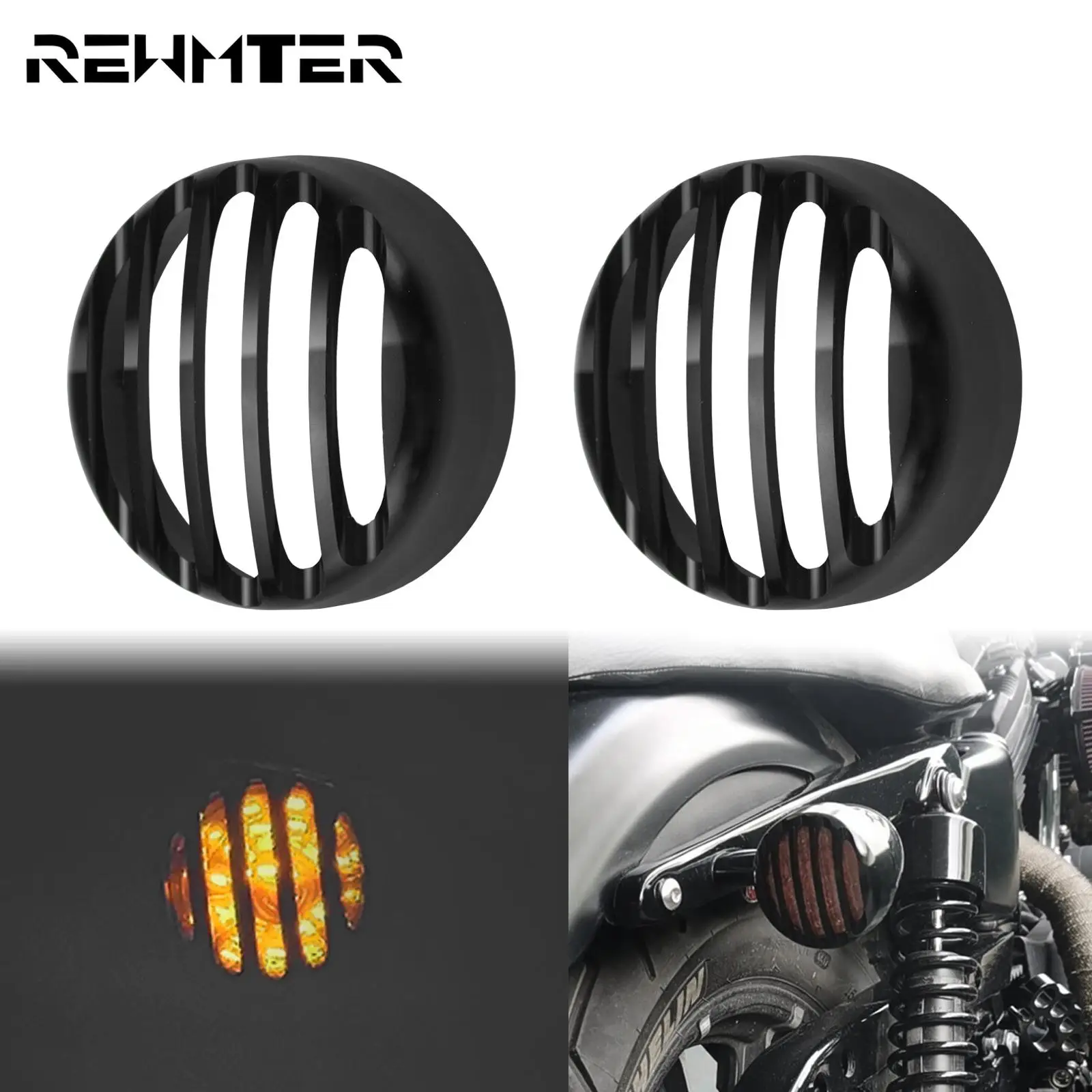 

Motorcycle Black Rear Turn Signal Protector Indicator Grill Bezel Cover 2PCS For Harley Sportster 883 1200 XL Iron 2016-Up