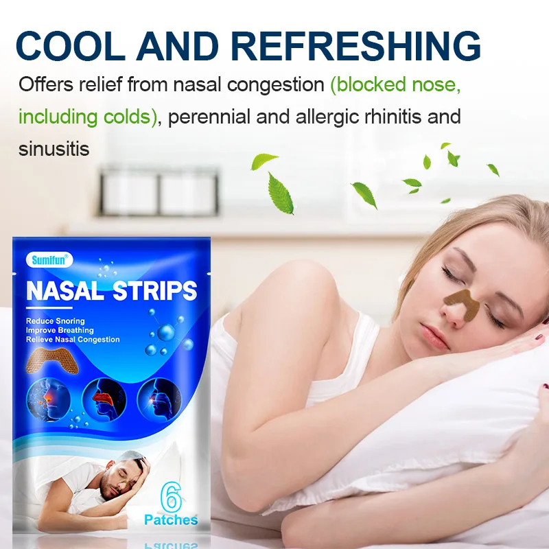 6-90Pc Sumifun Breathing Nose Strips Rhinitis Sinusitis Nasal Congestion Treatment Patch Stop Snoring Good Sleep Medical Plaster