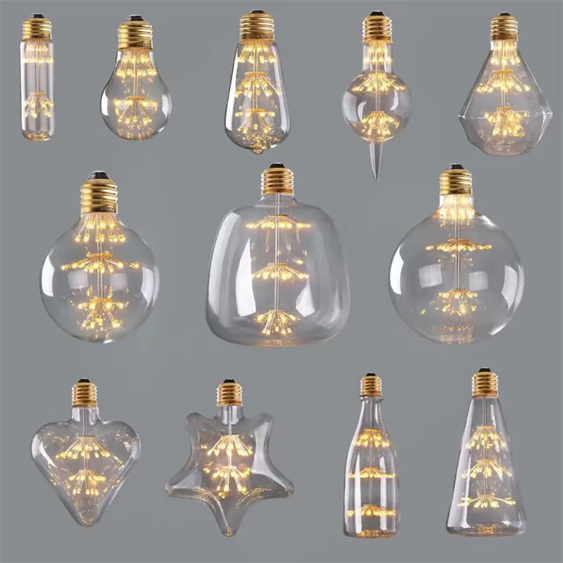 

220V E27 3W LED Antique Fireworks Edison Light Bulb Retro Style Carbon Filament Pendant Lights Bulbs For Home Decoration Vintage