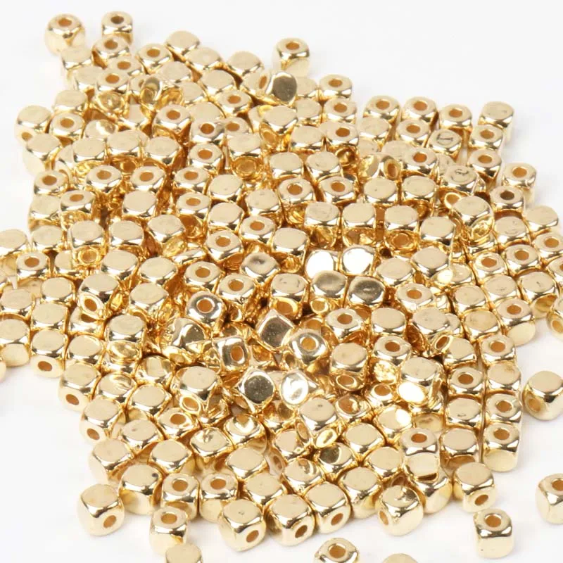 3mm 4mm 500pcs Gold Plating  CCB Acrylic Cube Spacer Beads For jewelry Making DIY YKL0030