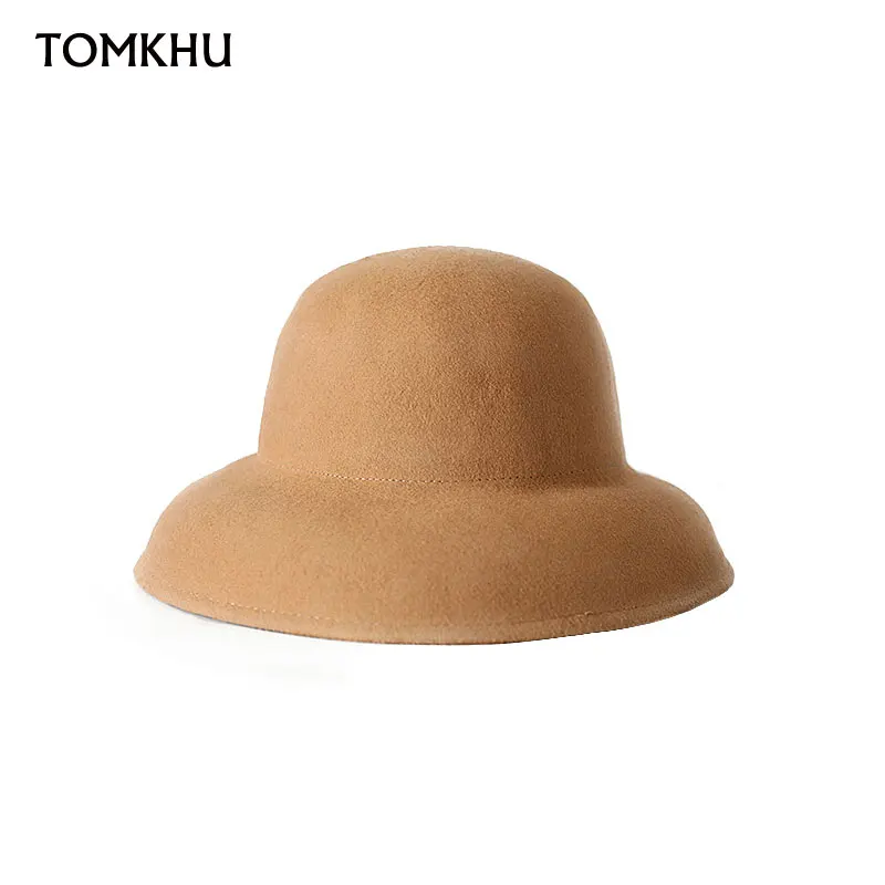 Elegant Women Vintage Bucket Felt Hat New Autumn Winter Wool Felt Cone Cloche Hood Millinery Craft Caps Fedora Sombrero Mujer