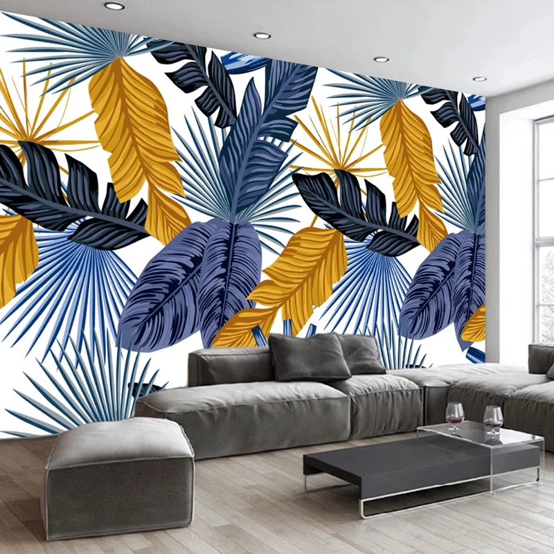 3D Wallpaper Modern Hand-painted Leaf Plant Murals Living Room Bedroom Home Decor Self-Adhesive Waterproof Wall Stickers