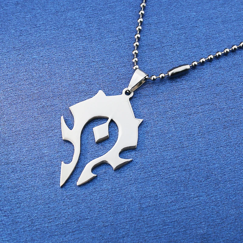 Free Chain Stainless Steel Black World Of Warcraft DOTA Tribal Pendant Necklace Anime Women Men Jewelry Wholesale