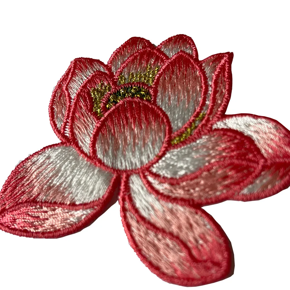 High Quality Lotus Flower Applique Embroidery Cloth Patch Sew on flower Patch DIY Accessories for Dress Classical Costume