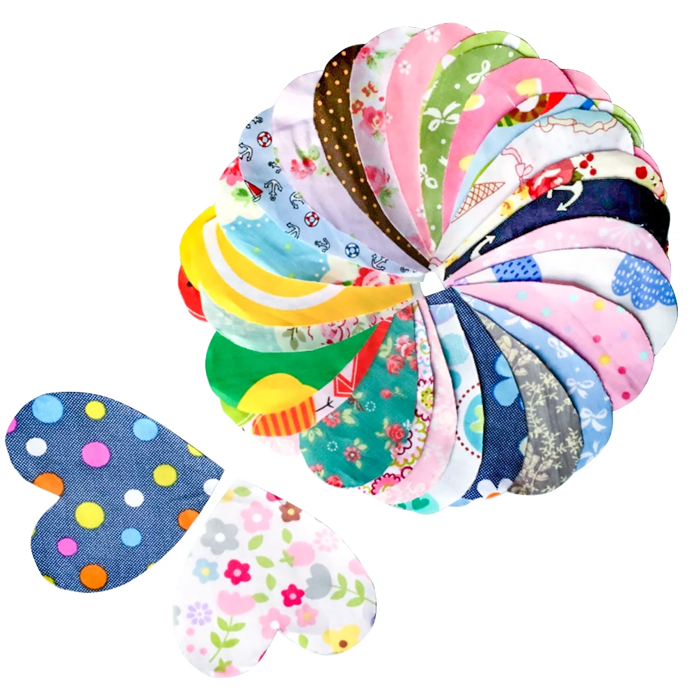 Teramila Heart Shape Cotton Bundle Patchwork 30 pcs/Lot for Sewing Quilting No Repeat Designs Fabrics 10x10cm 10x12cm 12x12cm