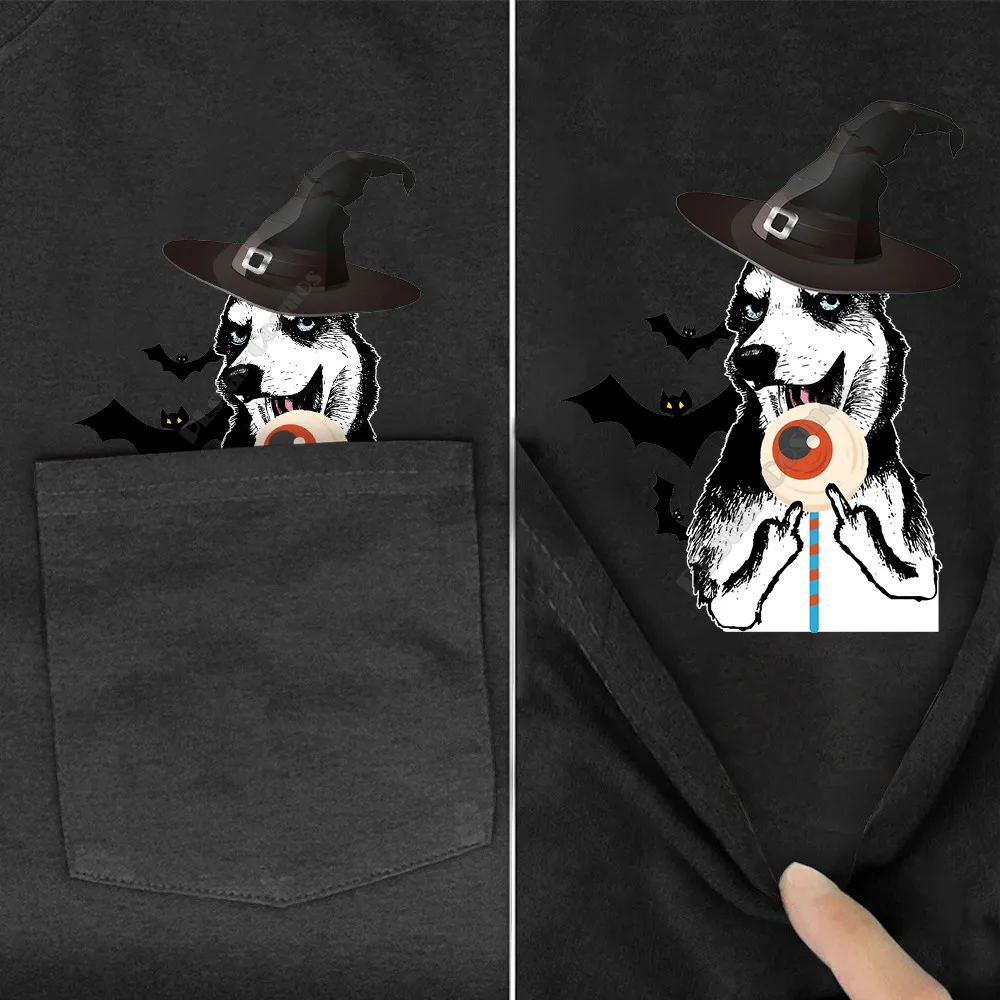 PLstar Cosmos T Shirt summer pocket Halloween Golden Retriever printed t-shirt men for women shirts tops funny cotton black tees