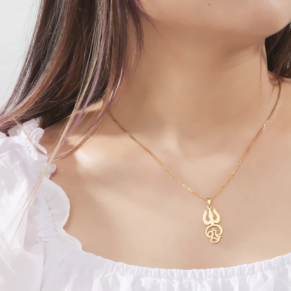 Dawapara Indien Tamil Om Symbol mit Dreizack Anhänger Edelstahl Halskette Om Shiva Symbol Yoga Vintage Talisman Schmuck – Detail 11