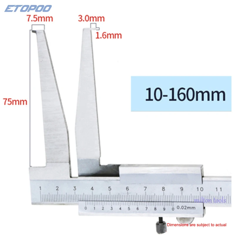 10-160mm  30-300 Inner Groove Caliper Inside Vernier Caliper Stainless Steel Long Claw For Inner Diameter Measurement Tool Gauge