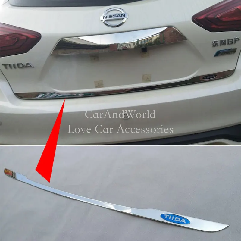 Stainless Steel For Nissan TIIDA 2016-2019 Tail Door Trim Strip Rear Suitcase Trunk Edge Protector Cover Car-Styling Accessories