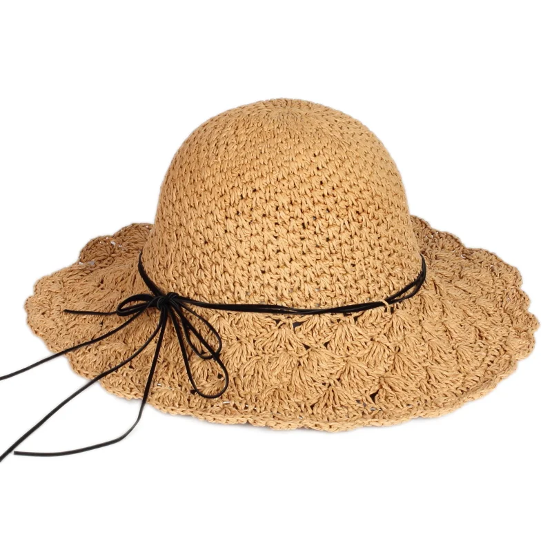 

Wholesale Korean Fashion Summer Hand-woven Breathable Travel Sunscreen Folding Beach Straw Hats For Ladies