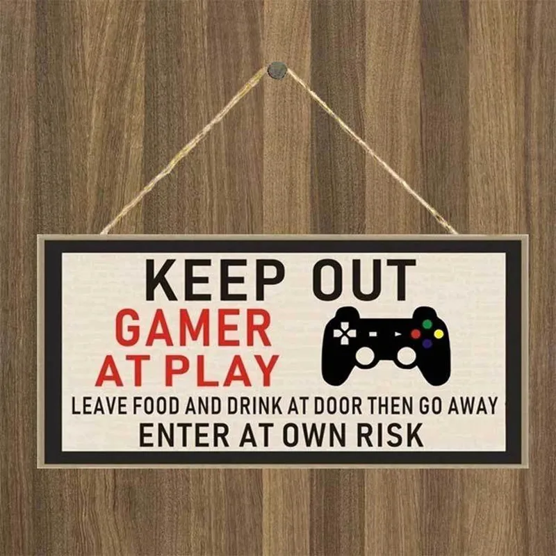 Do Not Disturb Door Signs for Game Lovers Letter Print Square Wooded Door Hanging Plate Board Funny Gift 20x10cm