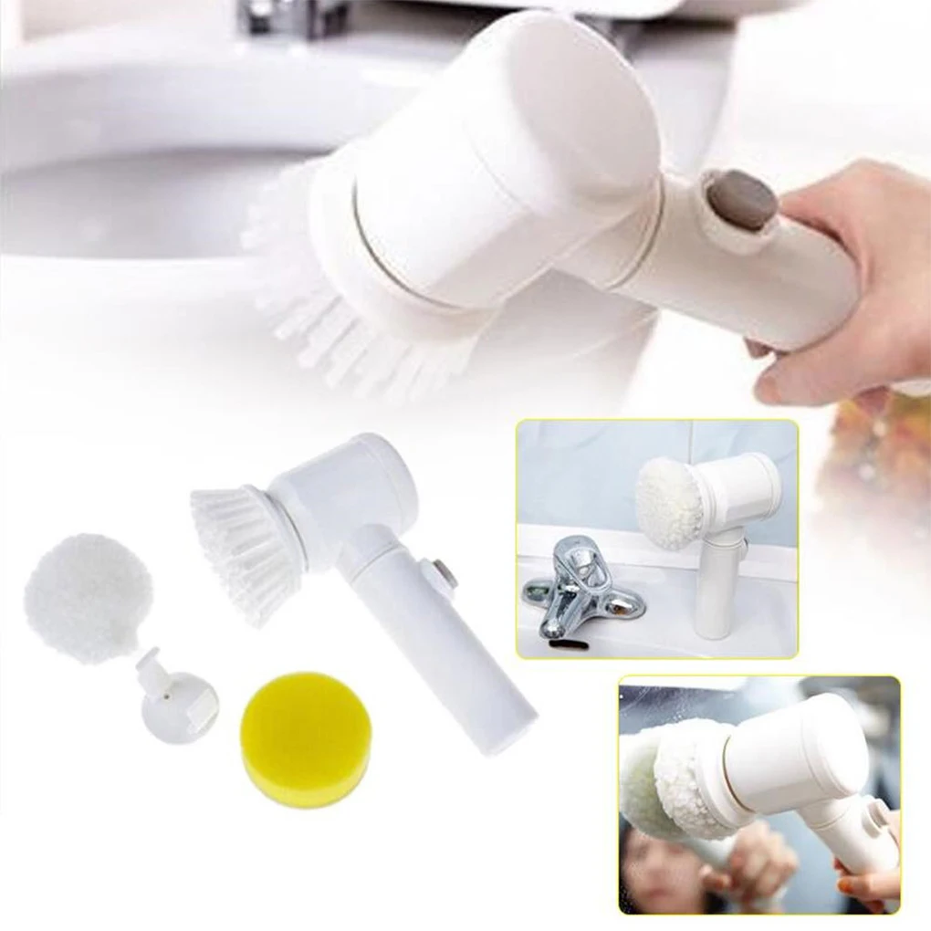 

5-in-1 Handheld Bathtub Brush Kitchen Bathroom Sink Cleaning Tool 3 Brush Head Efficient Cleaning Toilet Tub Electric Brush