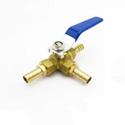 6mm 8mm 10mm 12mm Hose Barb Three Way Tee Type T-Port Brass Ball Valve For Water Oil Air