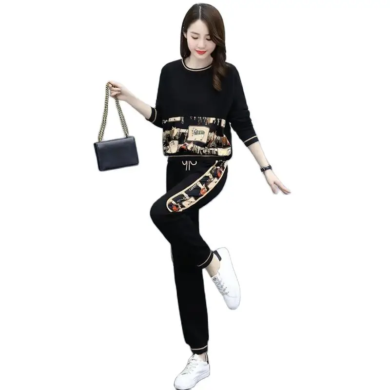 2023 Spring Summer New Women\'s Two-piece Set Loose Printing Shirt And Pants 2PCS Fashion Casual Large Size 5XL Female Pants Suit