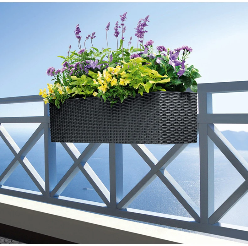 TT Balcony Flower Pot Self-Absorbent Wall Hanging Railing Hanging Rectangular Window Sill Outdoor Flower Box