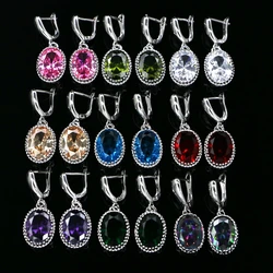 Simple fashion big CZ Earrings for women 925 Silver Drop Earrings Stone Jewelry Gift For Party Best Friend