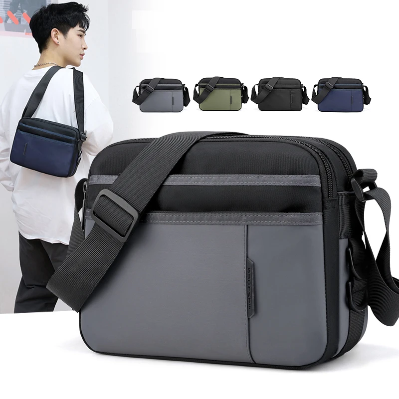 Bolsa de ombro masculina com zíper, bolsa de viagem mensageiro masculina de ombro, bolsa de trabalho para livros, bolsa de sling casual para homens