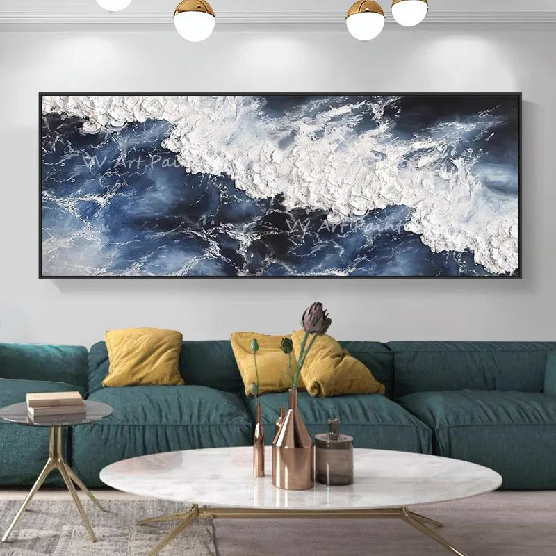 

Large Size Ocean wave navy Nordic Handpainted Oil Painting On Canvas Handpainted Wall Art Best Pictures Gift Artwork Home Decor